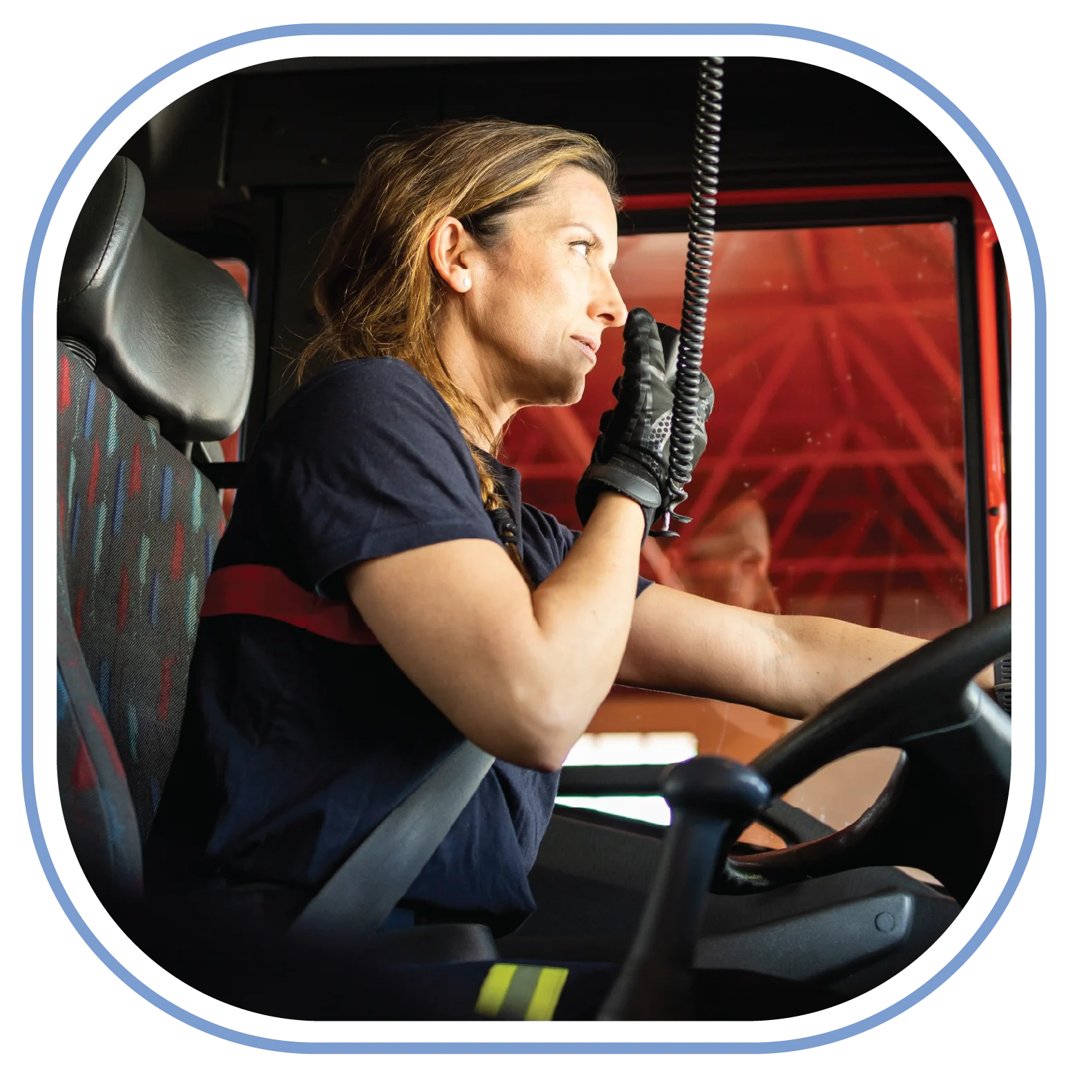 Woman Driving Firetruck