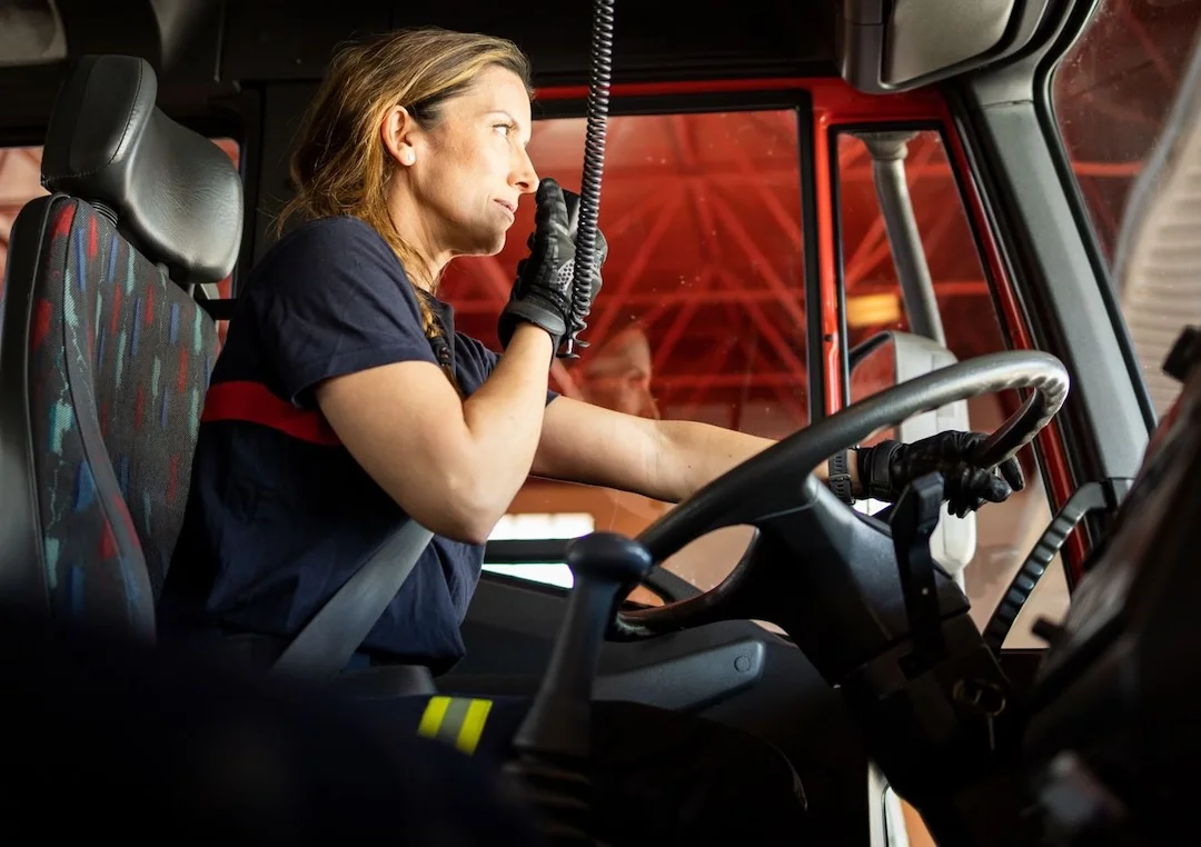 Woman Driving Firetruck
